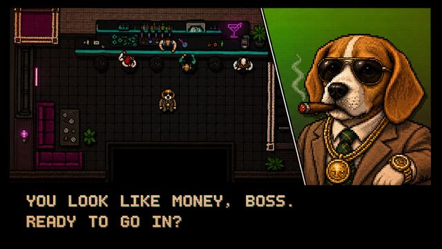 Hotline Miami tribute — You look like money, boss. Ready to go in?